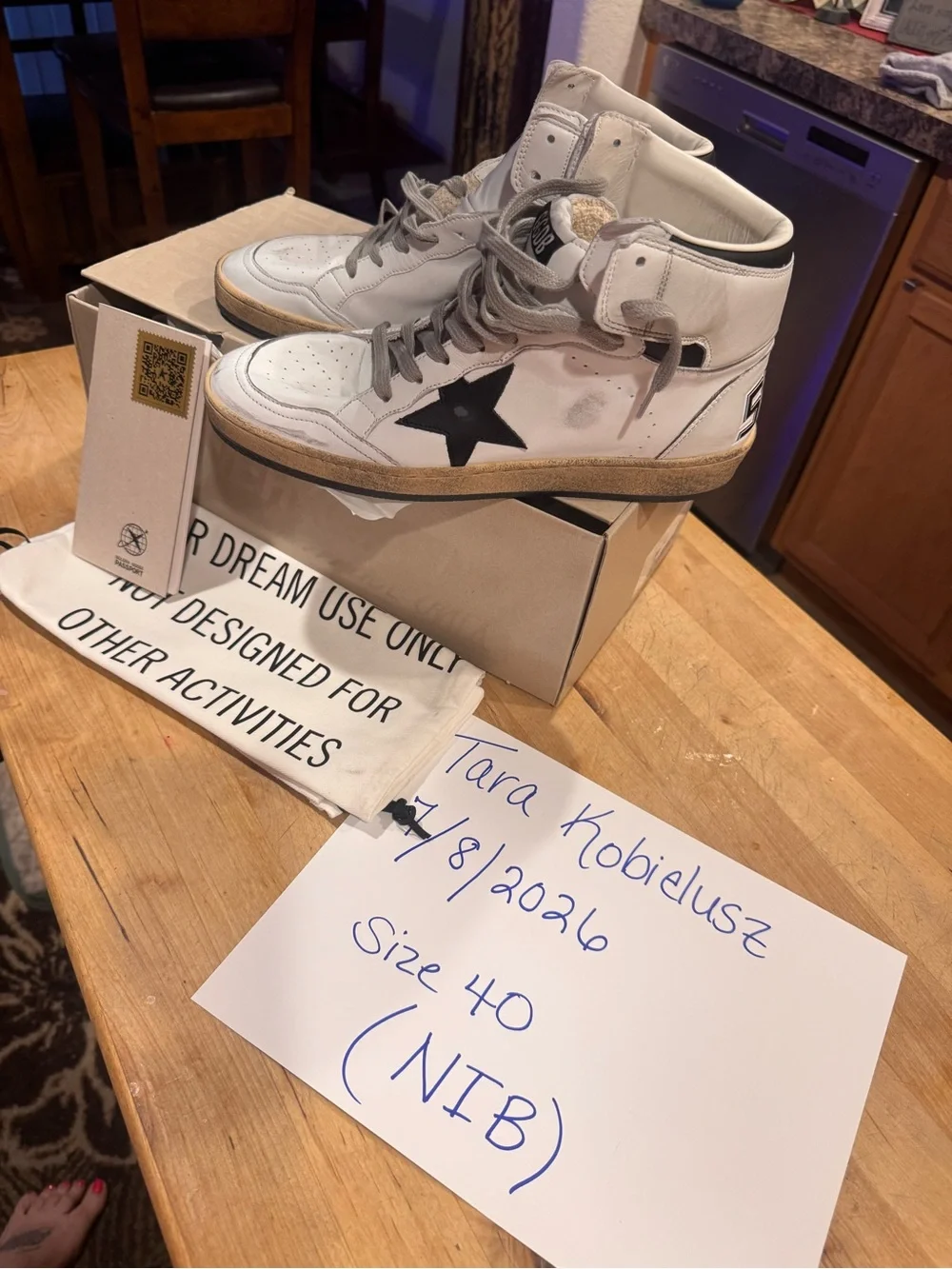 Golden Goose White High-Top Sneakers with Black Star